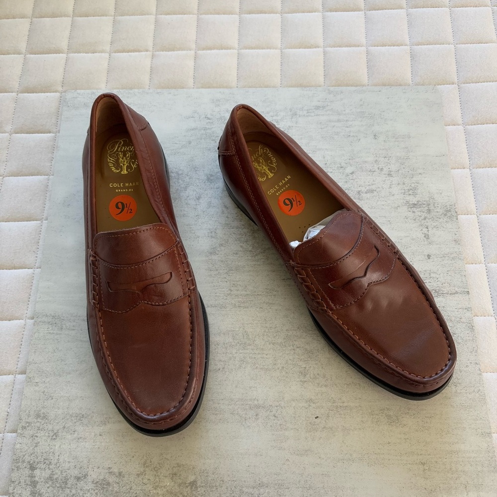 Cole Haan Men’s Brown Leather Pinch Friday Maine Classic Penny Loafers